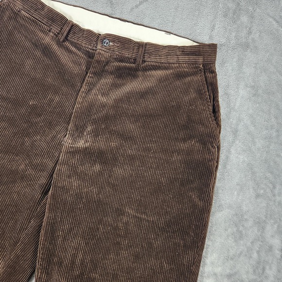 Polo Ralph Lauren Corduroy Pants Mens 35x32 Brown Flat Front Wide Wale Chino - Picture 4 of 16